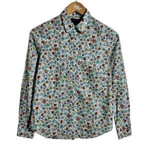 Liberty Arts Fabric J.Crew Top Women 2 Floral Cotton Preppy Button Up Blouse